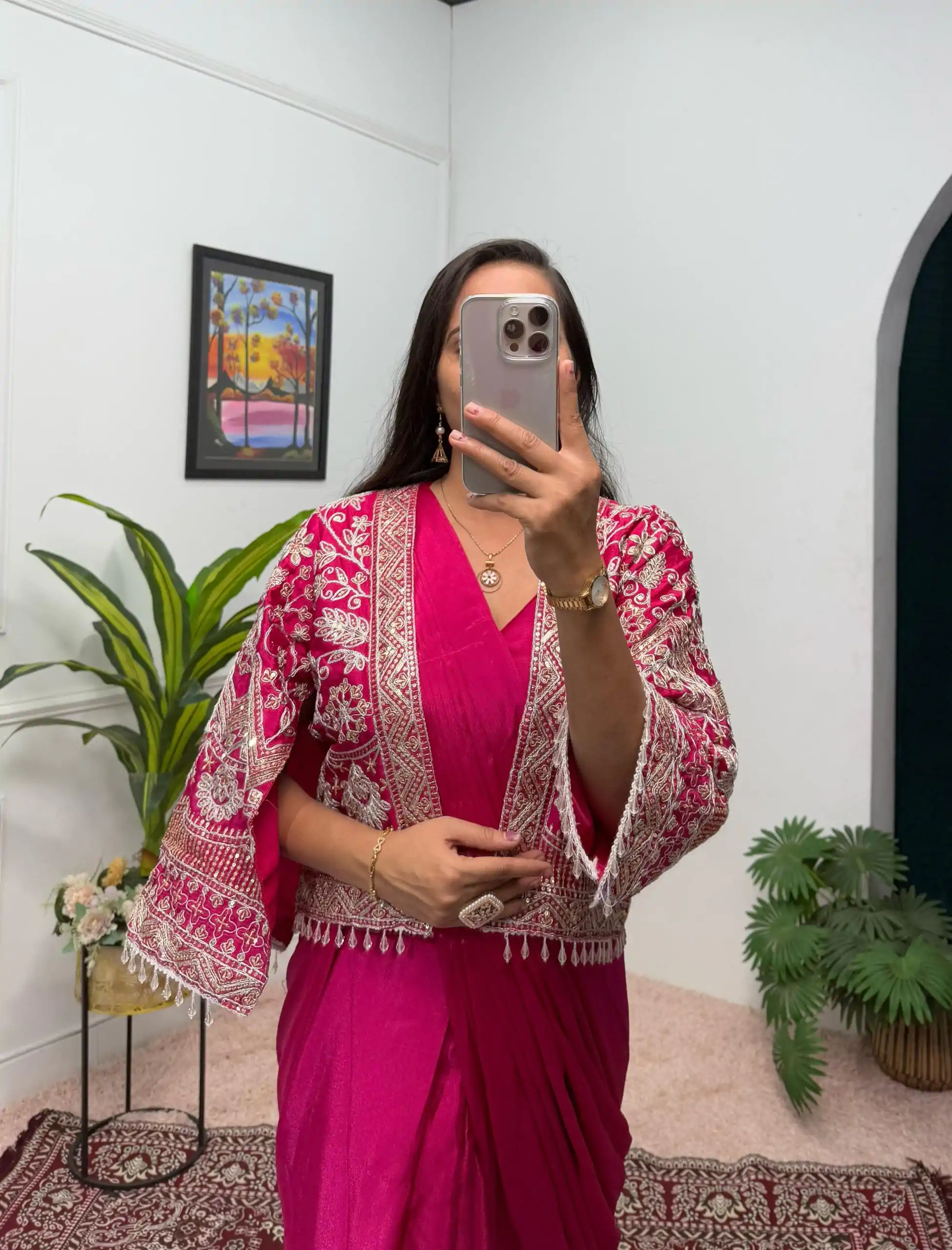 ST 1086 Pink Color Chinnon With Fully Embroidery Koti Ready To Wear Saree Wedding Party, Festive, Events Etc.4-6 Working Days@2049/- only | Bollywood Sarees, Creative Sarees, Designer Sarees, Embroidered Sarees, Ethnic Saree, Modern Digital sarees, Party Wear Sarees, Sarees