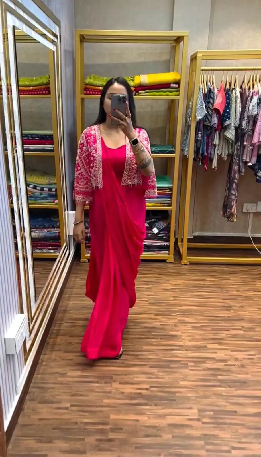 ST 1086 Pink Color Chinnon With Fully Embroidery Koti Ready To Wear Saree Wedding Party, Festive, Events Etc.4-6 Working Days@2049/- only | Bollywood Sarees, Creative Sarees, Designer Sarees, Embroidered Sarees, Ethnic Saree, Modern Digital sarees, Party Wear Sarees, Sarees