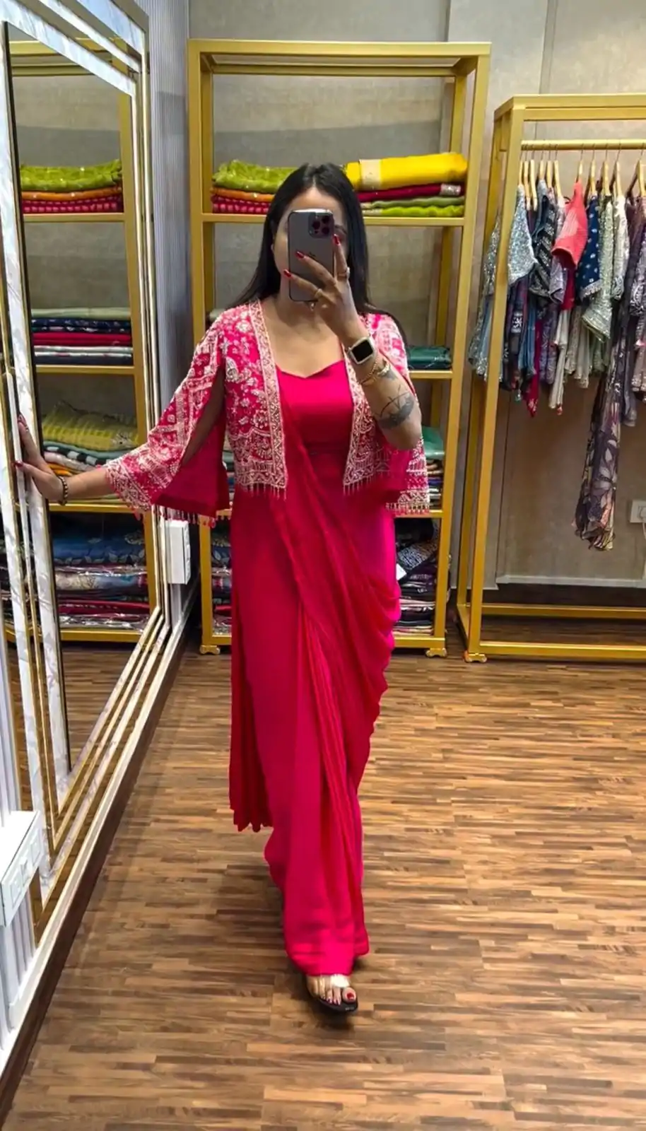 ST 1086 Pink Color Chinnon With Fully Embroidery Koti Ready To Wear Saree Wedding Party, Festive, Events Etc.4-6 Working Days@2049/- only | Bollywood Sarees, Creative Sarees, Designer Sarees, Embroidered Sarees, Ethnic Saree, Modern Digital sarees, Party Wear Sarees, Sarees