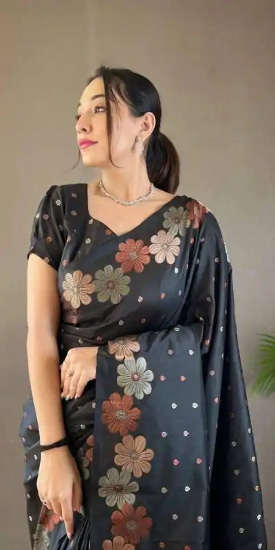 MS 482 Black Color Soft Litchi Silk Kubera Pattu Saree Casual, Wedding, Festive, Events . Expected Delivery  4-6 Working Days @1249/- only                                                                                                                                           | Bollywood Sarees, Creative Sarees, Designer Sarees, Embroidered Sarees, Ethnic Saree, Modern Digital sarees, Party Wear Sarees, Sarees