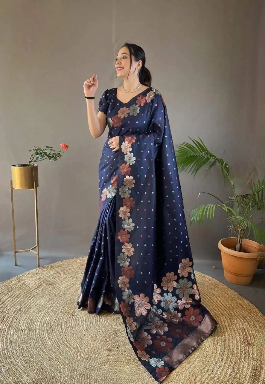 MS 482 Navy Blue Color Soft Litchi Silk Kubera Pattu Saree Casual, Wedding, Festive, Events . Expected Delivery  4-6 Working Days @1249/- only                                                                                                                                           | Bollywood Sarees, Creative Sarees, Designer Sarees, Embroidered Sarees, Ethnic Saree, Modern Digital sarees, Party Wear Sarees, Sarees
