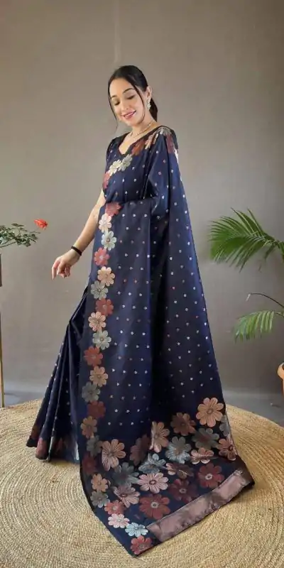 MS 482 Navy Blue Color Soft Litchi Silk Kubera Pattu Saree Casual, Wedding, Festive, Events . Expected Delivery  4-6 Working Days @1249/- only                                                                                                                                           | Bollywood Sarees, Creative Sarees, Designer Sarees, Embroidered Sarees, Ethnic Saree, Modern Digital sarees, Party Wear Sarees, Sarees