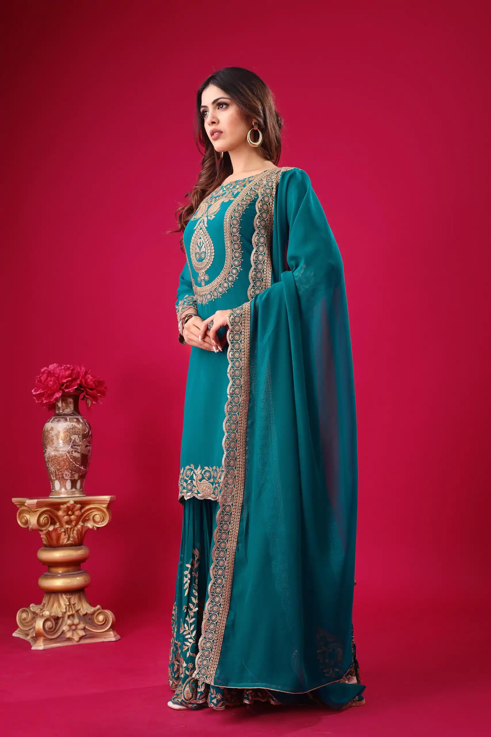 SRK 5242 Blue Faux Georgette Embroidery Sequence Work Salwar Suit  Casual, Wedding, Party, Festive, Events Etc.4-6 Working Days@ 2099/-only | Jump Suits, Casual Suits, Creative suits, Designer Suits, Palazzo Suits, Party Wear Suits, Patiala Suits, Salwar suit, Straight Suits