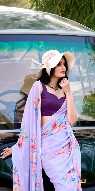 YNF 7041 Light Purple Color Weightless Marble Floral Printed Saree Casual, Wedding, Festive, Events . Expected Delivery  4-6 Working Days @1549/- only                                                                                                                                           | Bollywood Sarees, Creative Sarees, Designer Sarees, Embroidered Sarees, Ethnic Saree, Modern Digital sarees, Party Wear Sarees, Sarees