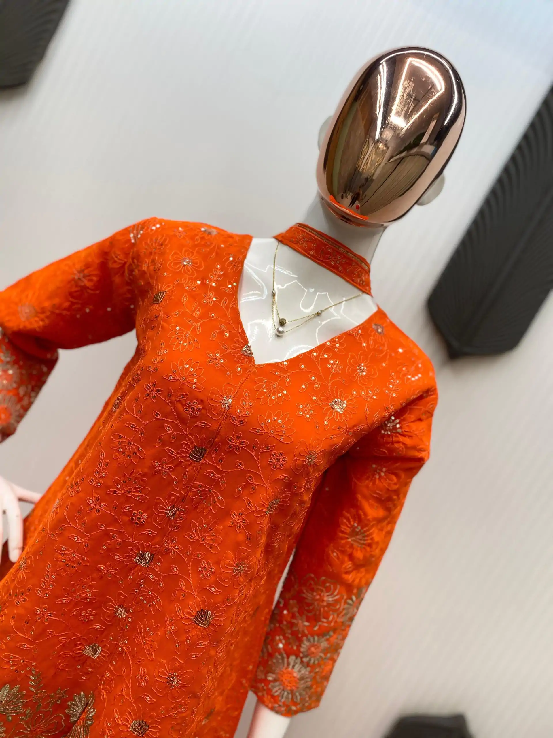 LG 1925 Orange Color georgette Sequence Embroidery Work Salwar Suit Casual, Wedding, Party, Festive, Events Etc.4-6 Working Days@ 1999/-only | Jump Suits, Casual Suits, Creative suits, Designer Suits, Palazzo Suits, Party Wear Suits, Patiala Suits, Salwar suit, Straight Suits