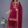 SRK 5242 Red Faux Georgette Embroidery Sequence Work Salwar Suit  Casual, Wedding, Party, Festive, Events Etc.4-6 Working Days@ 2099/-only | Jump Suits, Casual Suits, Creative suits, Designer Suits, Palazzo Suits, Party Wear Suits, Patiala Suits, Salwar suit, Straight Suits