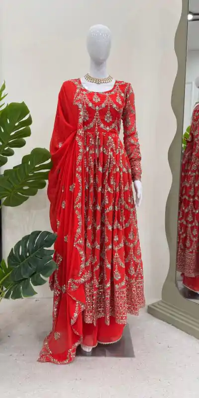 RTC 5806 Red Color Georgette Thread Sequence Work Salwar Suit Casual, Wedding, Festive, Events . Expected Delivery  4-6 Working Days @2249/- only      | Jump Suits, Casual Suits, Creative suits, Designer Suits, Palazzo Suits, Party Wear Suits, Patiala Suits, Salwar suit, Straight Suits