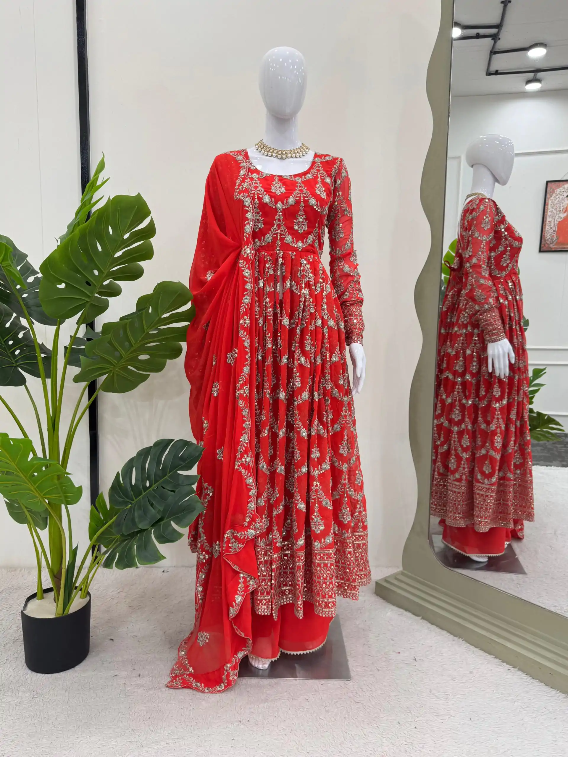 RTC 5806 Red Color Georgette Thread Sequence Work Salwar Suit Casual, Wedding, Festive, Events . Expected Delivery  4-6 Working Days @2249/- only      | Jump Suits, Casual Suits, Creative suits, Designer Suits, Palazzo Suits, Party Wear Suits, Patiala Suits, Salwar suit, Straight Suits
