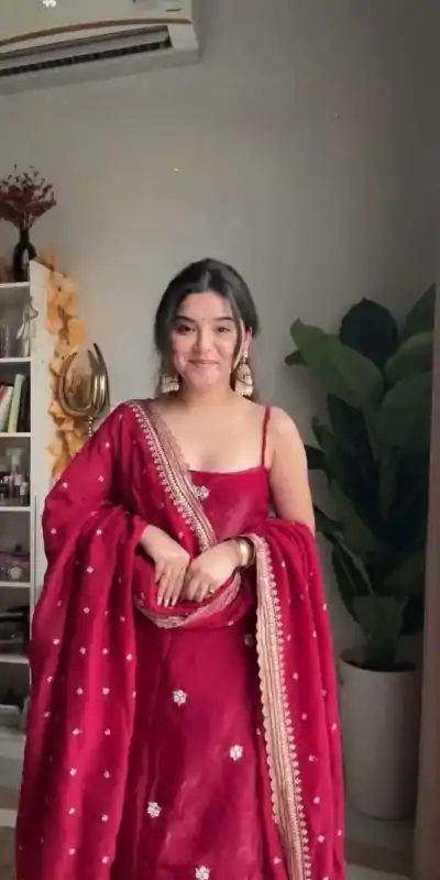 RTC 5854 Red Color Jimi Choo Thread with Sequence Salwar Suit Casual, Wedding, Festive, Events . Expected Delivery  4-6 Working Days @1899/- only      | Jump Suits, Casual Suits, Creative suits, Designer Suits, Palazzo Suits, Party Wear Suits, Patiala Suits, Salwar suit, Straight Suits