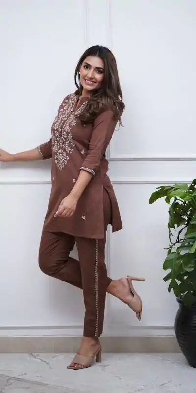 BE 340 Brown Color Rayon Embroidery Work Salwar Suit Casual, Wedding, Festive, Events . Expected Delivery  4-6 Working Days @1649/- only      | Jump Suits, Casual Suits, Creative suits, Designer Suits, Palazzo Suits, Party Wear Suits, Patiala Suits, Salwar suit, Straight Suits