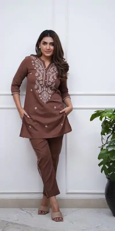 BE 340 Brown Color Rayon Embroidery Work Salwar Suit Casual, Wedding, Festive, Events . Expected Delivery  4-6 Working Days @1649/- only      | Jump Suits, Casual Suits, Creative suits, Designer Suits, Palazzo Suits, Party Wear Suits, Patiala Suits, Salwar suit, Straight Suits