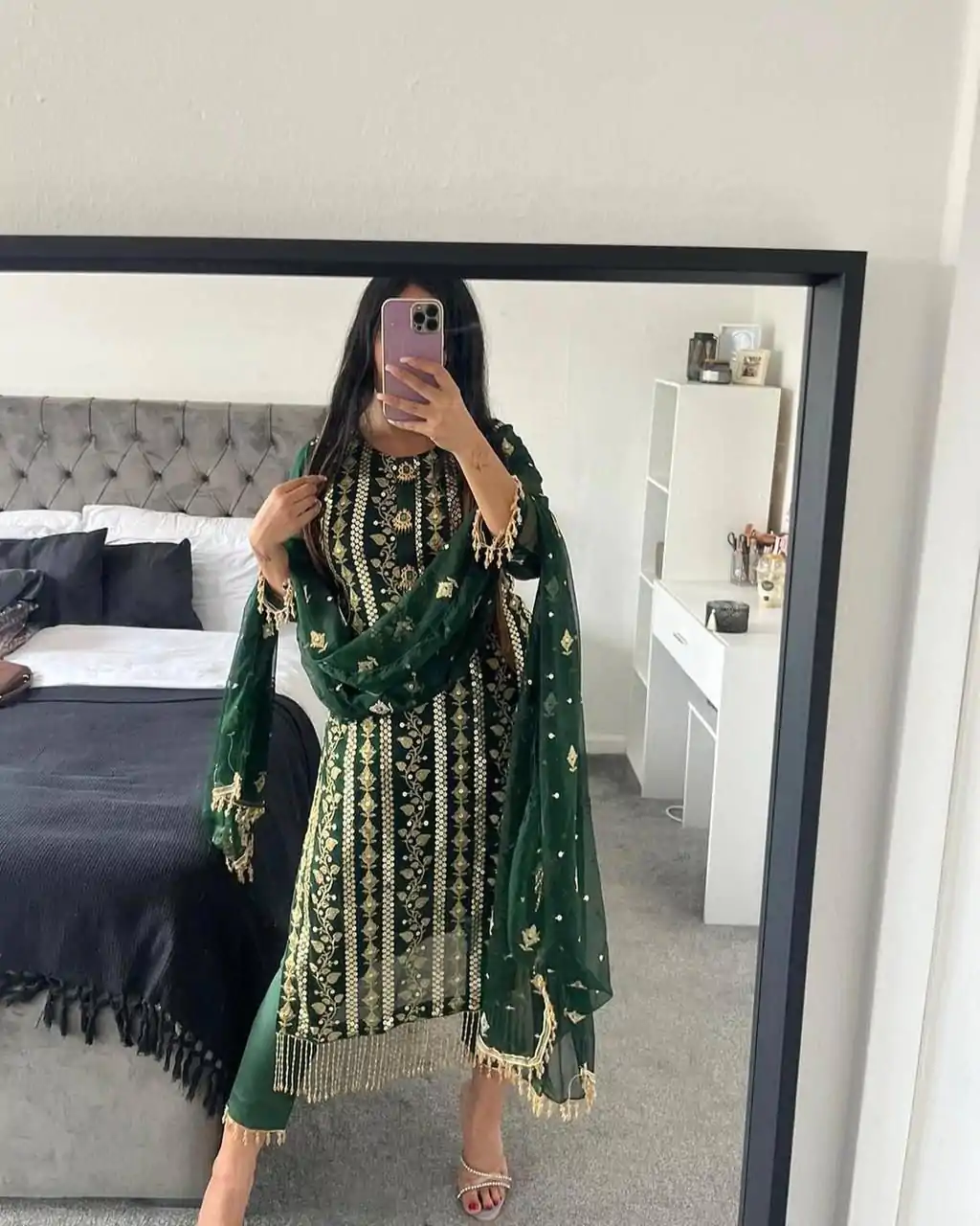 ND 5001 Green Color Chinon Silk With Embroidery Work Salwar Suit Casual, Wedding, Party, Festive, Events Etc.4-6 Working Days@ 1899/-only | Jump Suits, Casual Suits, Creative suits, Designer Suits, Palazzo Suits, Party Wear Suits, Patiala Suits, Salwar suit, Straight Suits