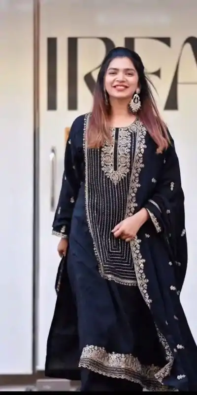 VLM 268 Black Color Georgette With Embroidery Work Salwar Suit Casual, Wedding, Festive, Events . Expected Delivery  4-6 Working Days @2099/- only      | Jump Suits, Casual Suits, Creative suits, Designer Suits, Palazzo Suits, Party Wear Suits, Patiala Suits, Salwar suit, Straight Suits