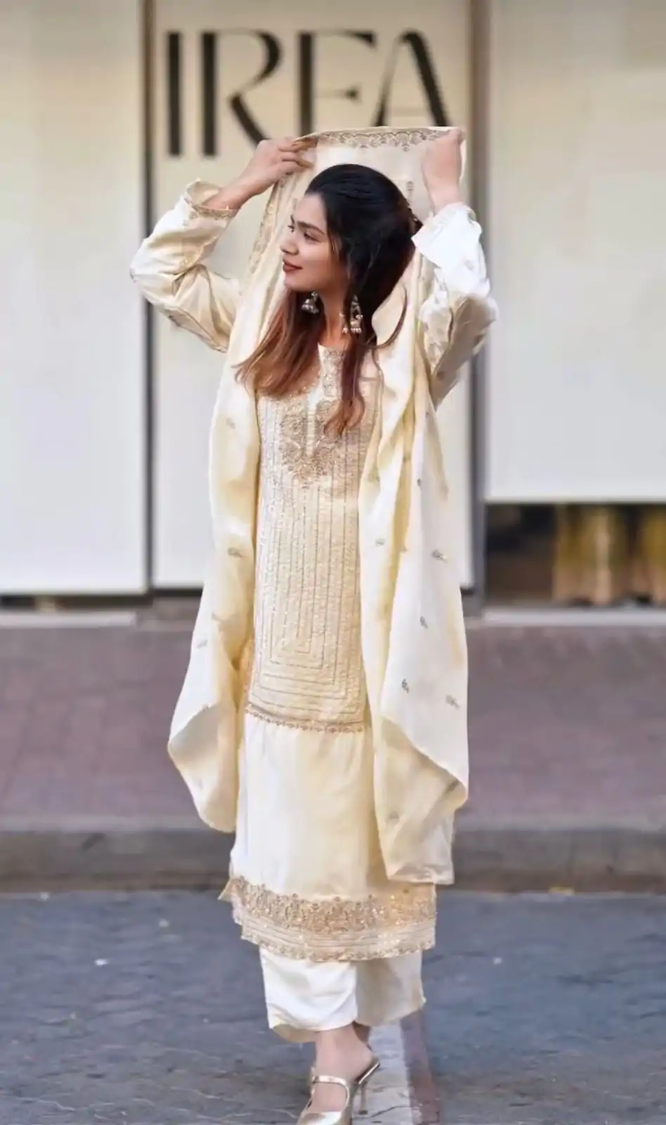 VLM 268 Half White Color Georgette With Embroidery Work Salwar Suit Casual, Wedding, Festive, Events . Expected Delivery  4-6 Working Days @2099/- only      | Jump Suits, Casual Suits, Creative suits, Designer Suits, Palazzo Suits, Party Wear Suits, Patiala Suits, Salwar suit, Straight Suits