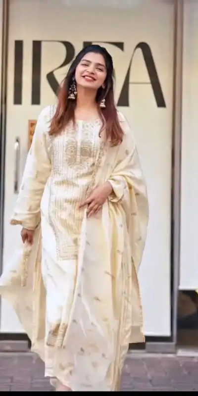 VLM 268 Half White Color Georgette With Embroidery Work Salwar Suit Casual, Wedding, Festive, Events . Expected Delivery  4-6 Working Days @2099/- only      | Jump Suits, Casual Suits, Creative suits, Designer Suits, Palazzo Suits, Party Wear Suits, Patiala Suits, Salwar suit, Straight Suits