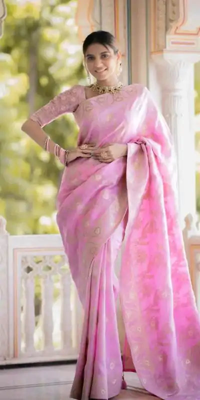 MB 494 Light Pink Color Soft Litchi Silk All Over Weaving Saree Casual, Wedding, Festive, Events . Expected Delivery  4-6 Working Days @1199/- only                                                                                                                                             | Bollywood Sarees, Creative Sarees, Designer Sarees, Embroidered Sarees, Ethnic Saree, Modern Digital sarees, Party Wear Sarees, Sarees