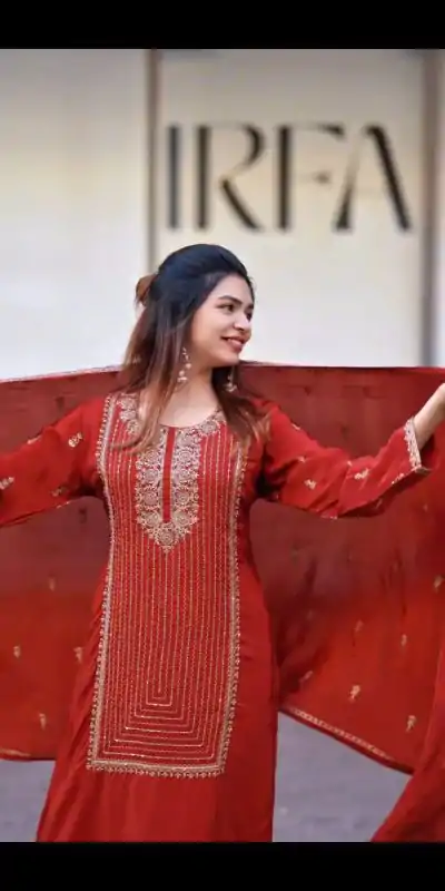 VLM 268 Red Color Georgette With Embroidery Work Salwar Suit Casual, Wedding, Festive, Events . Expected Delivery  4-6 Working Days @2099/- only      | Jump Suits, Casual Suits, Creative suits, Designer Suits, Palazzo Suits, Party Wear Suits, Patiala Suits, Salwar suit, Straight Suits