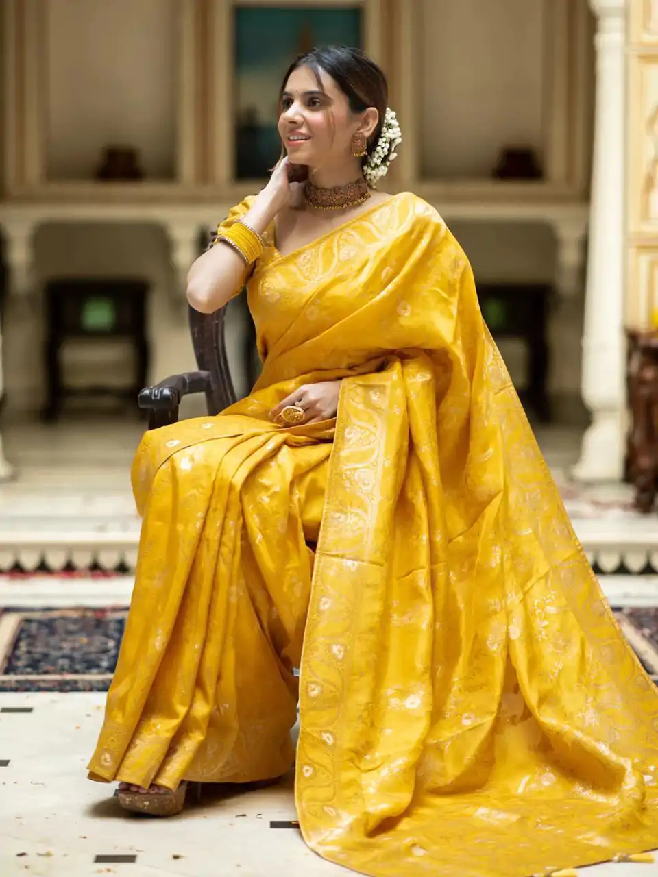 MB 494 Yellow Color Soft Litchi Silk All Over Weaving Saree Casual, Wedding, Festive, Events . Expected Delivery  4-6 Working Days @1199/- only                                                                                                                                             | Bollywood Sarees, Creative Sarees, Designer Sarees, Embroidered Sarees, Ethnic Saree, Modern Digital sarees, Party Wear Sarees, Sarees