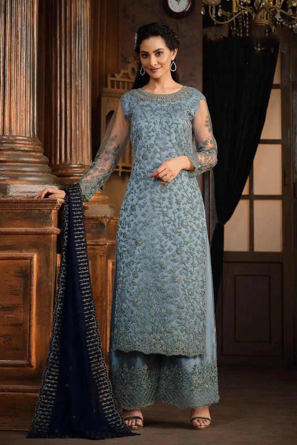 FC 5391 Blue Color Net With Coding Sequence Work Salwar Suit Casual, Wedding, Party, Festive, Events Etc.4-6 Working Days@ 2699/-only | Jump Suits, Casual Suits, Creative suits, Designer Suits, Palazzo Suits, Party Wear Suits, Patiala Suits, Salwar suit, Straight Suits