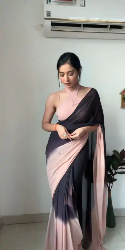 SC 225 Peach Black Color Soft Georgette Silk Ready To Wear Saree Casual, Wedding, Festive, Events . Expected Delivery  4-6 Working Days @1549/- only                                                                                                                                             | Bollywood Sarees, Creative Sarees, Designer Sarees, Embroidered Sarees, Ethnic Saree, Modern Digital sarees, Party Wear Sarees, Sarees