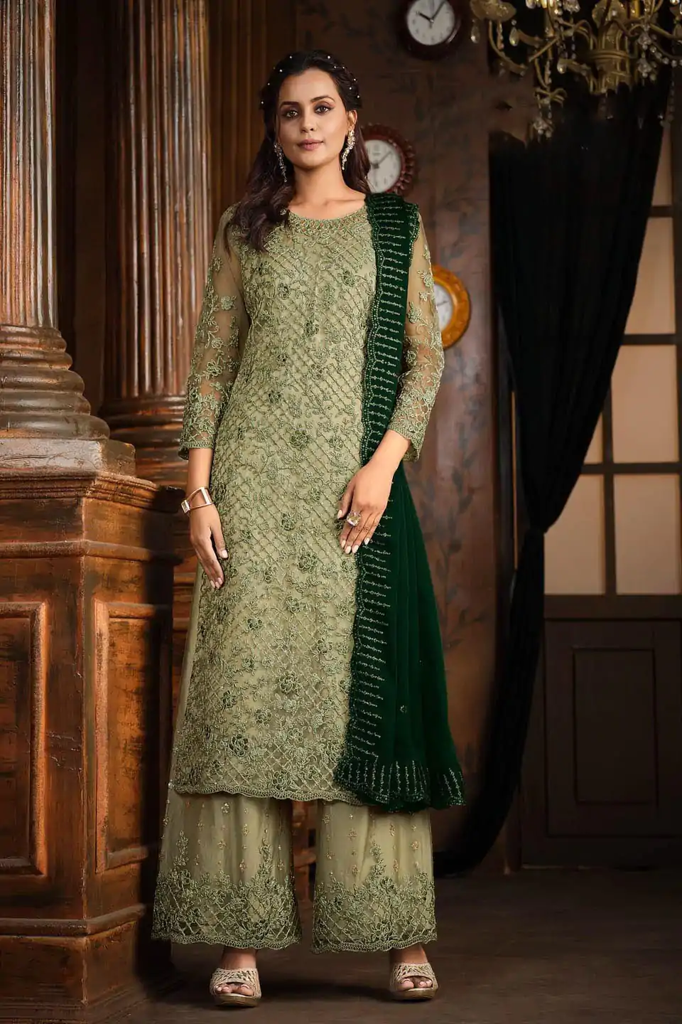 FC 5391 Pista Color Net With Coding Sequence Work Salwar Suit Casual, Wedding, Party, Festive, Events Etc.4-6 Working Days@ 2699/-only | Jump Suits, Casual Suits, Creative suits, Designer Suits, Palazzo Suits, Party Wear Suits, Patiala Suits, Salwar suit, Straight Suits