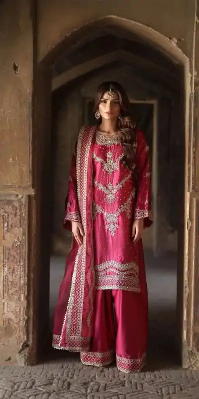 SRK 5251 Rani Pink Color Chinnon Silk Sequence Work Salwar Suit Salwar Suit Casual, Wedding, Festive, Events . Expected Delivery  4-6 Working Days @2149/- | Jump Suits, Casual Suits, Creative suits, Designer Suits, Palazzo Suits, Party Wear Suits, Patiala Suits, Salwar suit, Straight Suits