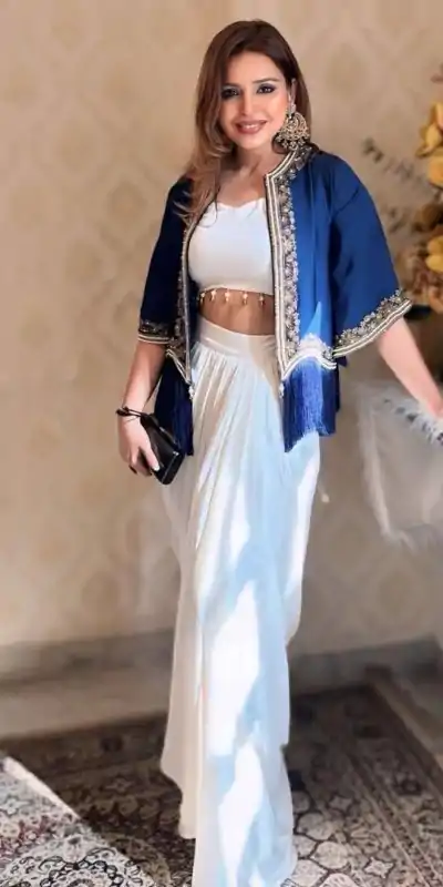 LG 1930 White Color Crape Silk Moti Lace On Blouse Dhoti Suit Casual, Wedding, Festive, Events . Expected Delivery  4-6 Working Days @2099/- only      | Jump Suits, Casual Suits, Creative suits, Designer Suits, Palazzo Suits, Party Wear Suits, Patiala Suits, Salwar suit, Straight Suits