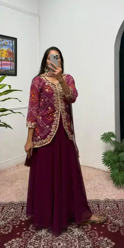 ST 1084 Wine Color Printed Faux Georgette Embroidery Work Salwar Suit Casual, Wedding, Party, Festive, Events Etc.4-6 Working Days@ 1949/-only | Jump Suits, Casual Suits, Creative suits, Designer Suits, Palazzo Suits, Party Wear Suits, Patiala Suits, Salwar suit, Straight Suits