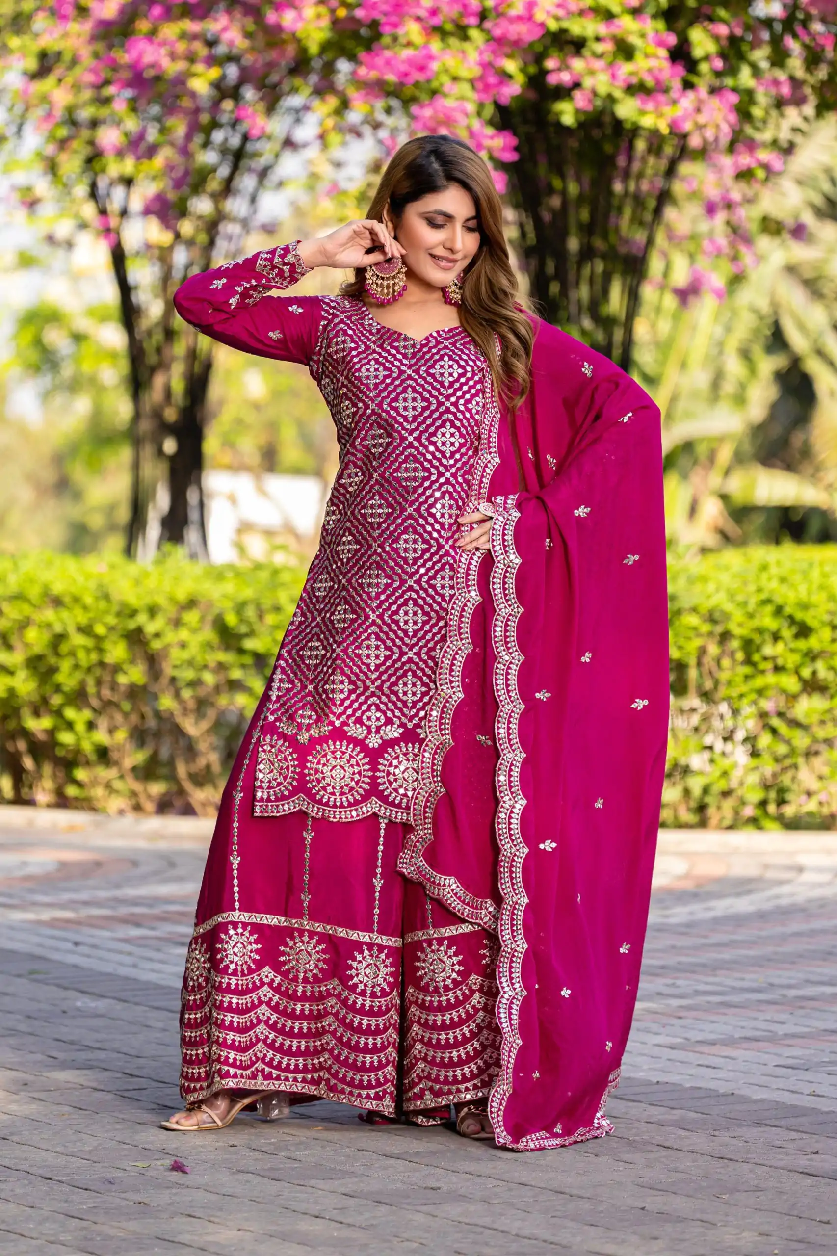 Ram 098 Rani Pink Color Chinon Thread Sequence Work Salwar Suit Casual, Wedding, Festive, Events . Expected Delivery  4-6 Working Days @2349/- only  | Jump Suits, Casual Suits, Creative suits, Designer Suits, Palazzo Suits, Party Wear Suits, Patiala Suits, Salwar suit, Straight Suits