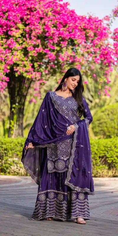 Ram 098 Royal Purple Color Chinon Thread Sequence Work Salwar Suit Casual, Wedding, Festive, Events . Expected Delivery  4-6 Working Days @2349/- only      | Jump Suits, Casual Suits, Creative suits, Designer Suits, Palazzo Suits, Party Wear Suits, Patiala Suits, Salwar suit, Straight Suits