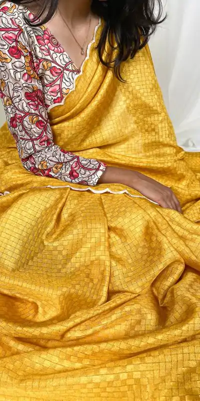YNF 7706 Yellow Color Gadwall Chex Arce Work Saree Casual, Wedding, Festive, Events . Expected Delivery  4-6 Working Days @1549/- only                                                                                                                                           | Bollywood Sarees, Creative Sarees, Designer Sarees, Embroidered Sarees, Ethnic Saree, Modern Digital sarees, Party Wear Sarees, Sarees