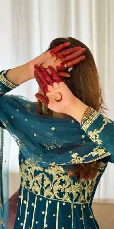 VLM 272 Rama Blue Color Star Georgette Embroidery Work Gown Casual, Wedding, Party, Festive, Events Etc. Expected Delivery 4-6 Working Days @2049/- | Bollywood Gowns, Creative Gowns, Designer Gowns, Embroidered Gowns, Gowns, Party Wear Gowns