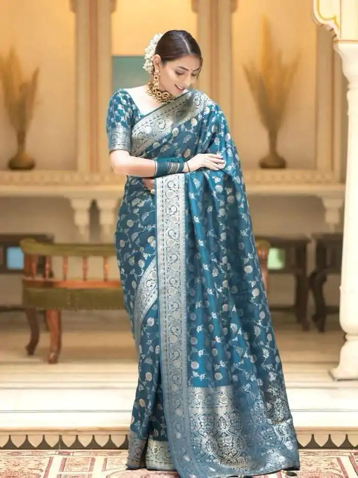 MS 483 Blue Color Soft Litchi Silk Kubera Pattu Saree Casual, Wedding, Festive, Events . Expected Delivery  4-6 Working Days @1199/- only                                                                                                                                             | Bollywood Sarees, Creative Sarees, Designer Sarees, Embroidered Sarees, Ethnic Saree, Modern Digital sarees, Party Wear Sarees, Sarees