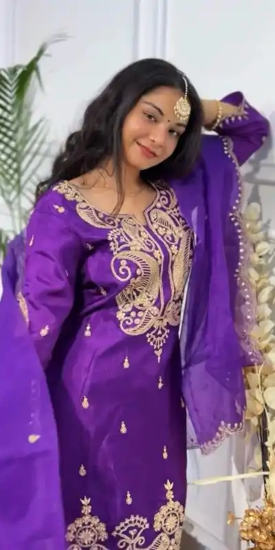 VLM 269 Purple Color Chinon Silk Embroidery Work Salwar Suit Casual, Wedding, Festive, Events . Expected Delivery  4-6 Working Days @2099/- only      | Jump Suits, Casual Suits, Creative suits, Designer Suits, Palazzo Suits, Party Wear Suits, Patiala Suits, Salwar suit, Straight Suits