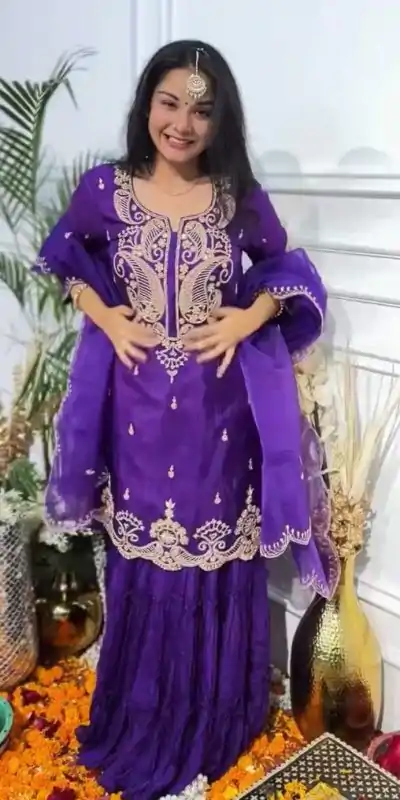 VLM 269 Purple Color Chinon Silk Embroidery Work Salwar Suit Casual, Wedding, Festive, Events . Expected Delivery  4-6 Working Days @2099/- only      | Jump Suits, Casual Suits, Creative suits, Designer Suits, Palazzo Suits, Party Wear Suits, Patiala Suits, Salwar suit, Straight Suits