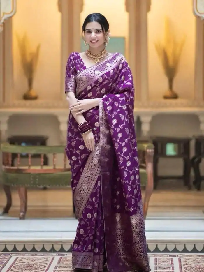 MS 483 Purple Color Soft Litchi Silk Kubera Pattu Saree Casual, Wedding, Festive, Events . Expected Delivery  4-6 Working Days @1199/- only                                                                                                                                             | Bollywood Sarees, Creative Sarees, Designer Sarees, Embroidered Sarees, Ethnic Saree, Modern Digital sarees, Party Wear Sarees, Sarees