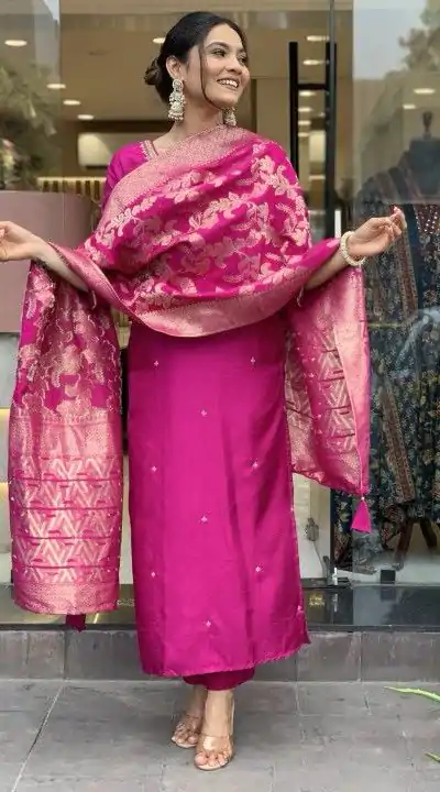 MF 755 Rani pink Color Roman Silk Coding Work Salwar Suit Casual, Wedding, Party, Festive, Events Etc.4-6 Working Days@ 1699/-only | Jump Suits, Casual Suits, Creative suits, Designer Suits, Palazzo Suits, Party Wear Suits, Patiala Suits, Salwar suit, Straight Suits
