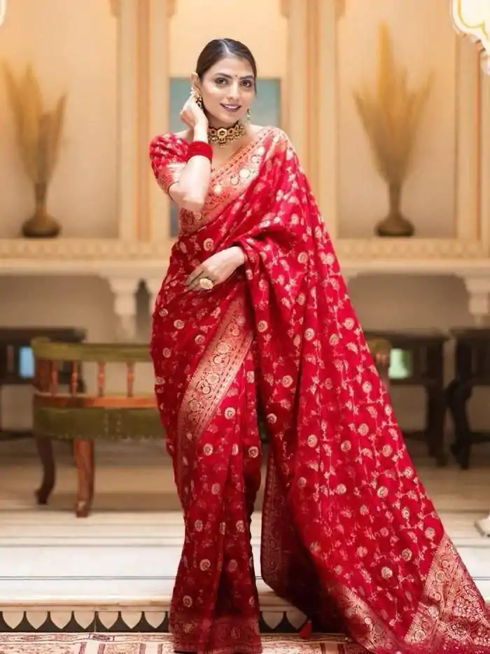 MS 483 Red Color Soft Litchi Silk Kubera Pattu Saree Casual, Wedding, Festive, Events . Expected Delivery  4-6 Working Days @1199/- only                                                                                                                                             | Bollywood Sarees, Creative Sarees, Designer Sarees, Embroidered Sarees, Ethnic Saree, Modern Digital sarees, Party Wear Sarees, Sarees
