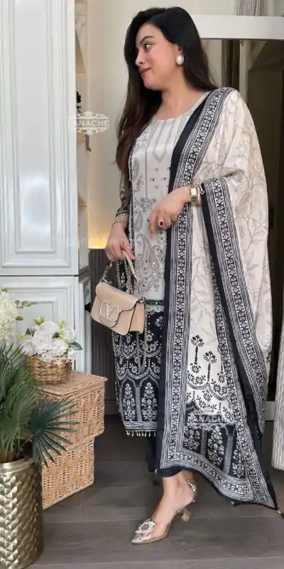 BE 337 White Color Chinon Printed Mirror Work Salwar Suit Casual, Wedding, Festive, Events . Expected Delivery  4-6 Working Days @1799/- only      | Jump Suits, Casual Suits, Creative suits, Designer Suits, Palazzo Suits, Party Wear Suits, Patiala Suits, Salwar suit, Straight Suits