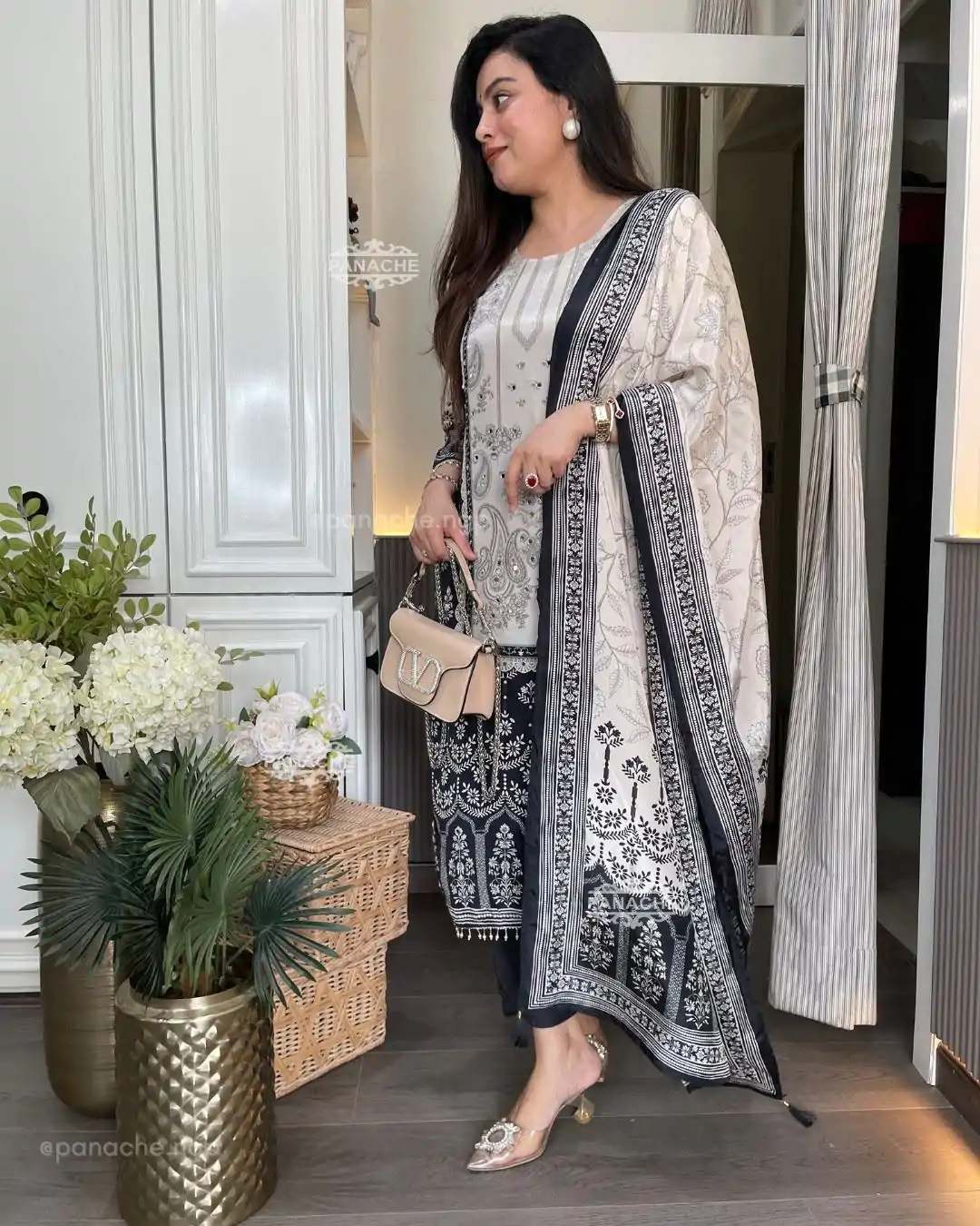 BE 337 White Color Chinon Printed Mirror Work Salwar Suit Casual, Wedding, Festive, Events . Expected Delivery  4-6 Working Days @1799/- only      | Jump Suits, Casual Suits, Creative suits, Designer Suits, Palazzo Suits, Party Wear Suits, Patiala Suits, Salwar suit, Straight Suits