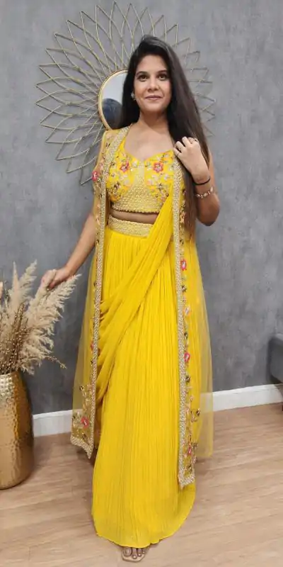 LG 1929 Yellow Color Georgette With Embroidery Lehenga Choli Wedding, Party, Festival, Events Etc. Delivery 4-6 Working Days @1999/- | Bollywood Lehenga, Creative Lehenga, Designer Lehenga, Embroidered Lehenga, Lehenga, Party Wear Lehenga
