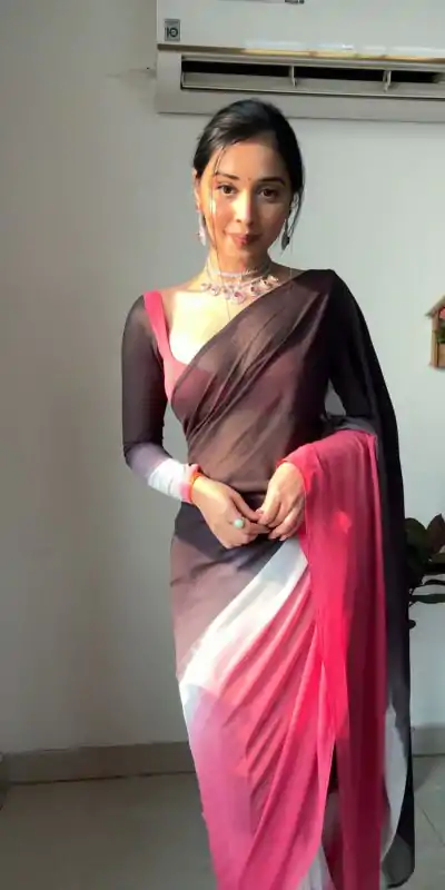 SC 235 Black Pink Color Soft Georgette Silk Ready To Wear Saree Casual, Wedding, Festive, Events . Expected Delivery  4-6 Working Days @1549/- only                                                                                                                                             | Bollywood Sarees, Creative Sarees, Designer Sarees, Embroidered Sarees, Ethnic Saree, Modern Digital sarees, Party Wear Sarees, Sarees