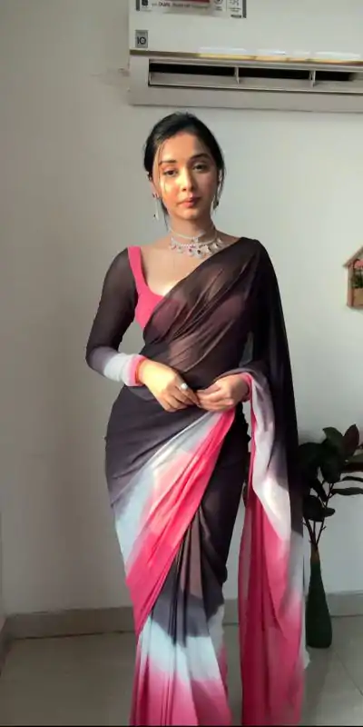 SC 235 Black Pink Color Soft Georgette Silk Ready To Wear Saree Casual, Wedding, Festive, Events . Expected Delivery  4-6 Working Days @1549/- only                                                                                                                                             | Bollywood Sarees, Creative Sarees, Designer Sarees, Embroidered Sarees, Ethnic Saree, Modern Digital sarees, Party Wear Sarees, Sarees