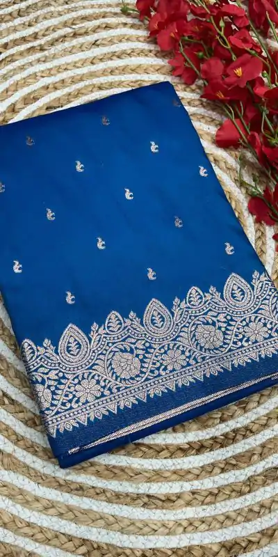 MB 1131 Blue Color Banarasi Silk Zari Weaving Rich Pallu Saree Casual, Wedding, Festive, Events . Expected Delivery  4-6 Working Days @1899/- only                                                                                                                                             | Bollywood Sarees, Creative Sarees, Designer Sarees, Embroidered Sarees, Ethnic Saree, Modern Digital sarees, Party Wear Sarees, Sarees