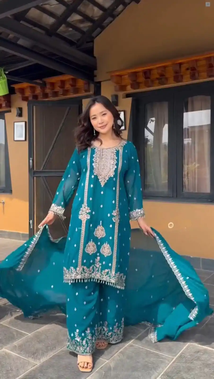 DC G90 Blue Chinon Chinon Embroidery Work Fancy Moti lace Salwar Suit Casual, Wedding, Festive, Events . Expected Delivery  4-6 Working Days @2049/- only      | Jump Suits, Casual Suits, Creative suits, Designer Suits, Palazzo Suits, Party Wear Suits, Patiala Suits, Salwar suit, Straight Suits
