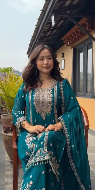 DC G90 Blue Chinon Chinon Embroidery Work Fancy Moti lace Salwar Suit Casual, Wedding, Festive, Events . Expected Delivery  4-6 Working Days @2049/- only      | Jump Suits, Casual Suits, Creative suits, Designer Suits, Palazzo Suits, Party Wear Suits, Patiala Suits, Salwar suit, Straight Suits