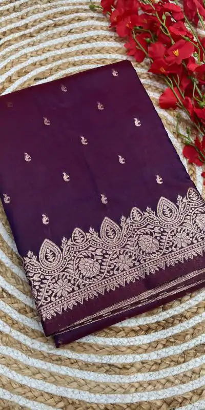 MB 1131 Wine Color Banarasi Silk Zari Weaving Rich Pallu Saree Casual, Wedding, Festive, Events . Expected Delivery  4-6 Working Days @1899/- only                                                                                                                                             | Bollywood Sarees, Creative Sarees, Designer Sarees, Embroidered Sarees, Ethnic Saree, Modern Digital sarees, Party Wear Sarees, Sarees