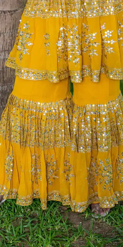 Ram 094 Yellow Color Georgette 7mm Sequence Work Salwar Suit Casual, Wedding, Festive, Events . Expected Delivery  4-6 Working Days @2349/- only      | Jump Suits, Casual Suits, Creative suits, Designer Suits, Palazzo Suits, Party Wear Suits, Patiala Suits, Salwar suit, Straight Suits