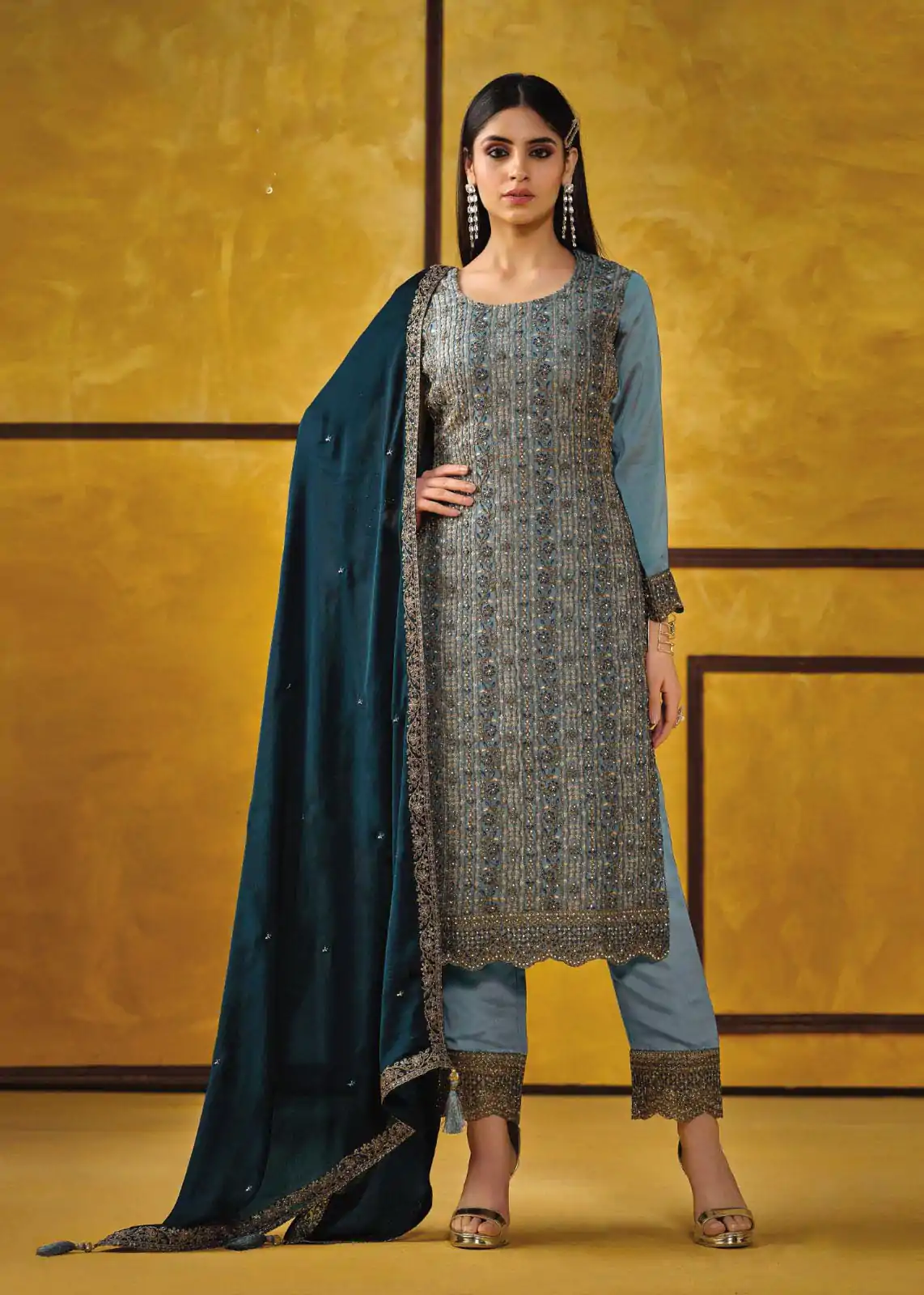 FC 5421 Blue Color Rangoli Coding Sequence Work Salwar Suit Casual, Wedding, Party, Festive, Events Etc.4-6 Working Days@ 2749/-only | Jump Suits, Casual Suits, Creative suits, Designer Suits, Palazzo Suits, Party Wear Suits, Patiala Suits, Salwar suit, Straight Suits