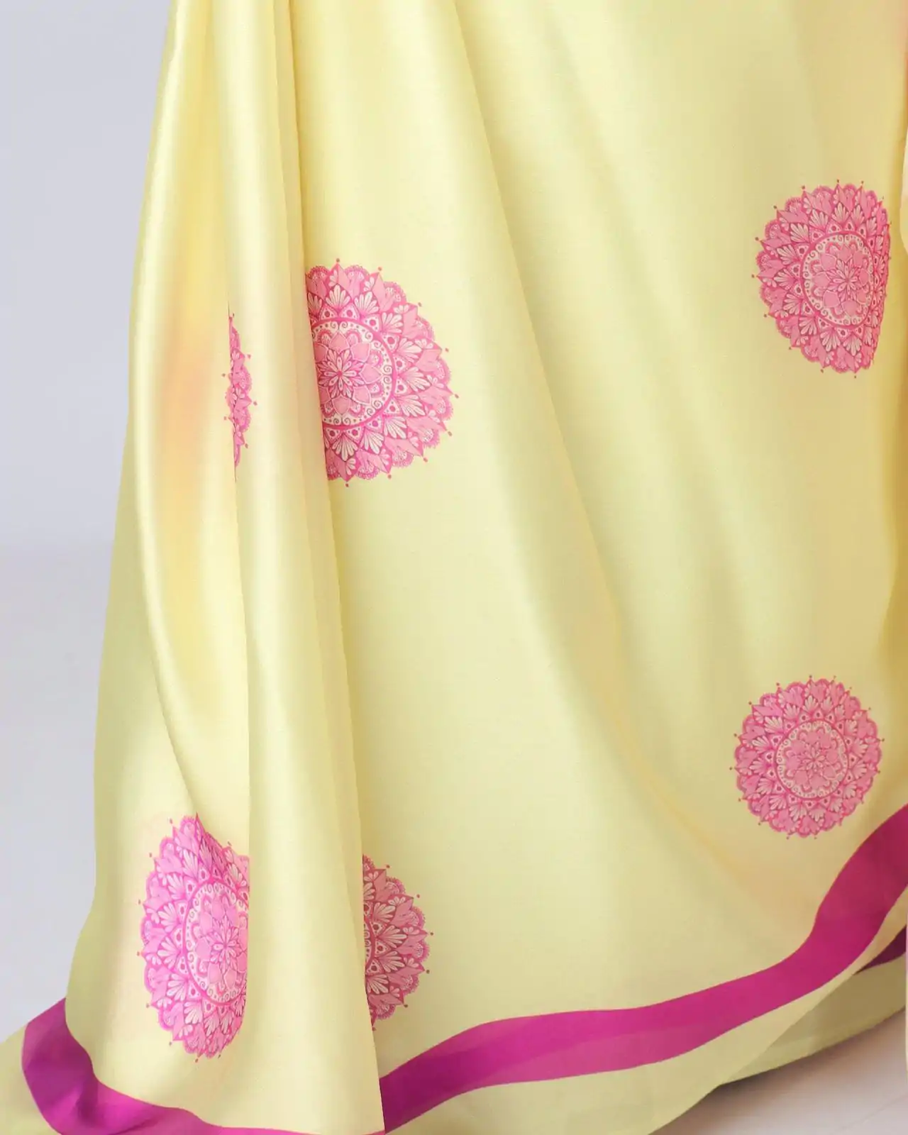 ST 1102B Lemon Yellow Color Japan Satin Digital Print Work Saree Casual, Wedding, Festive, Events . Expected Delivery  4-6 Working Days @1849/- only      | Bollywood Sarees, Creative Sarees, Designer Sarees, Embroidered Sarees, Ethnic Saree, Modern Digital sarees, Party Wear Sarees, Sarees